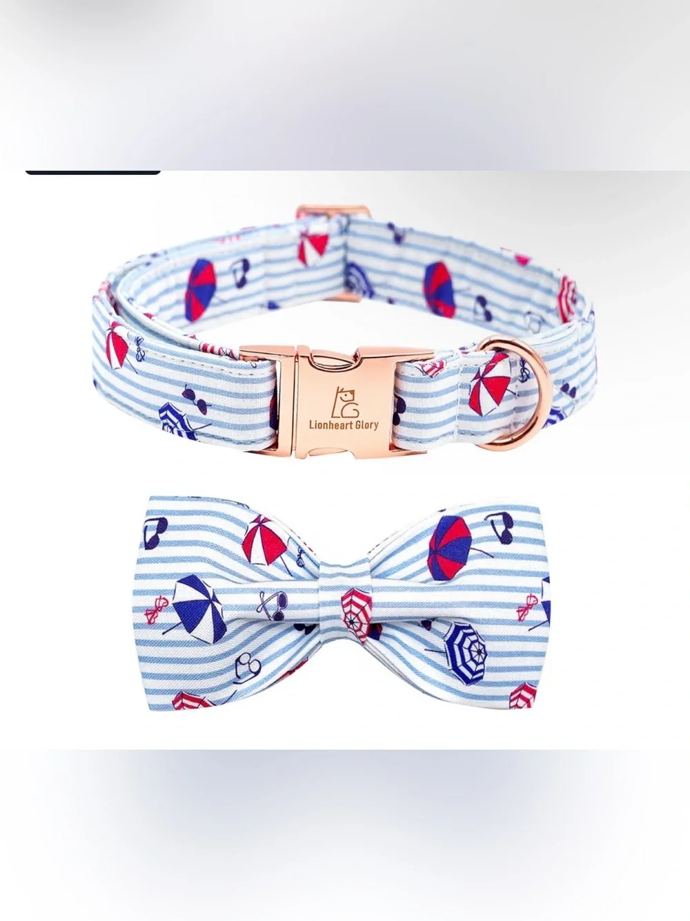 Summer Stripe Boy Dog Bowtie Collar size L